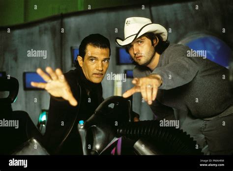 Antonio Banderas with director Robert Rodriguez on set of Rodriguez’s ...