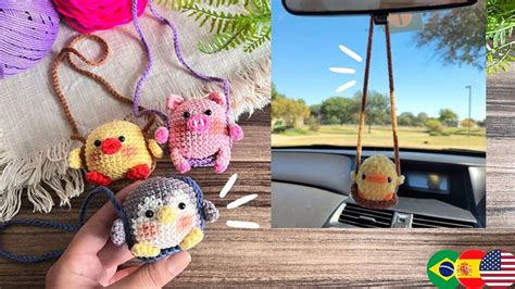 Colgantes para el auto de animales Crochet Pingüino Cerdito