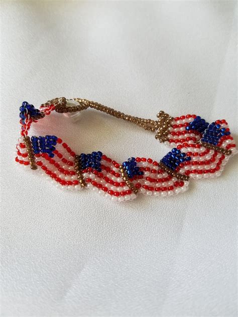 Bracelet American Flag Beaded Bracelet