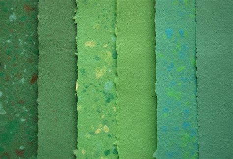 Assortment of Green Handmade Recycled Papers | 6 Sheets
