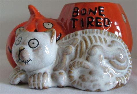 Yankee Candle Boney Bunch Bone Tired Cat Pumpkin Votive Holder V H