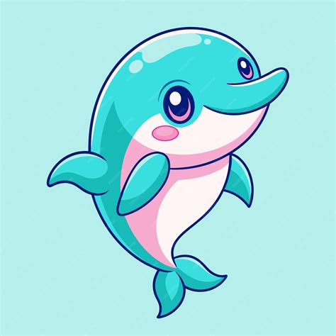 Cute Dolphin Chibi Pastel Colors Premium Ai Generated Vector