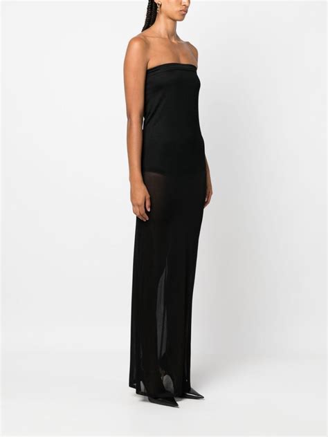 Saint Laurent Semi Sheer Strapless Dress Black Farfetch