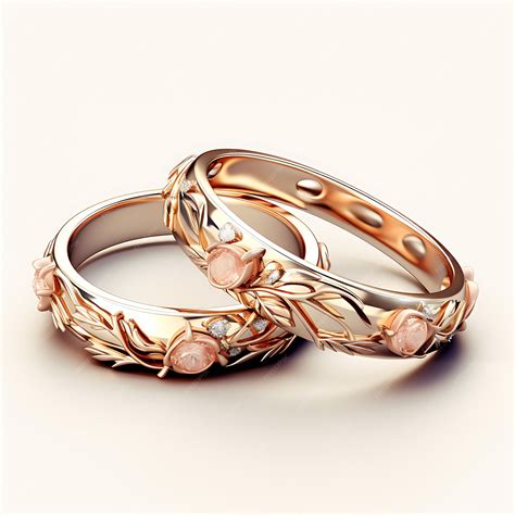 Premium Photo | Watercolor of Floral Ring Rose Gold Ring Nature