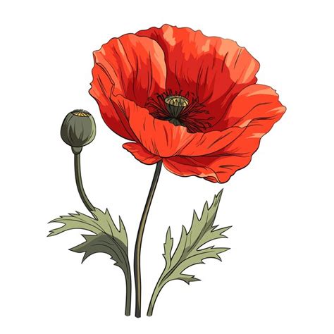 Premium Vector Hand Drawn Flat Color Poppy Flower Illustration