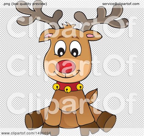 Clipart Of A Red Nosed Christmas Reindeer Royalty Free Vector