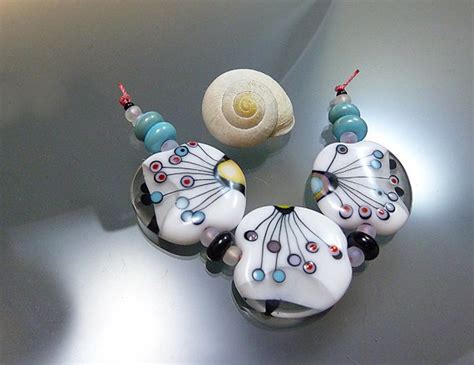 Melanie Moertel Lampwork Beads White Glass Bead Mini Set Of 3 Plus 6