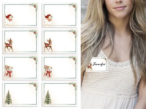 Printable Christmas Name Tags / Holiday Name Tags / Christmas Name ...