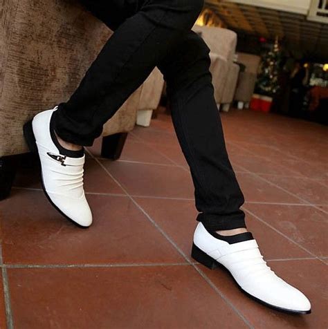 Fashion New White Dress Shoes Men's Casual Shoes Groom Wedding Shoes ...