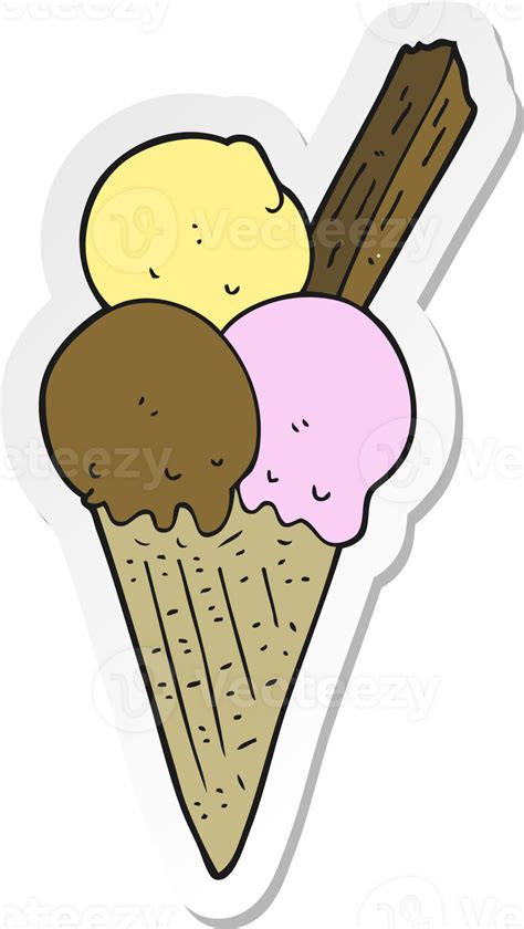 Sticker Of A Cartoon Ice Cream Cone 39909937 Png