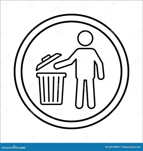 Throw the Trash into the Bin Sign. Tidy Man Throws Garbage in the Trash ...