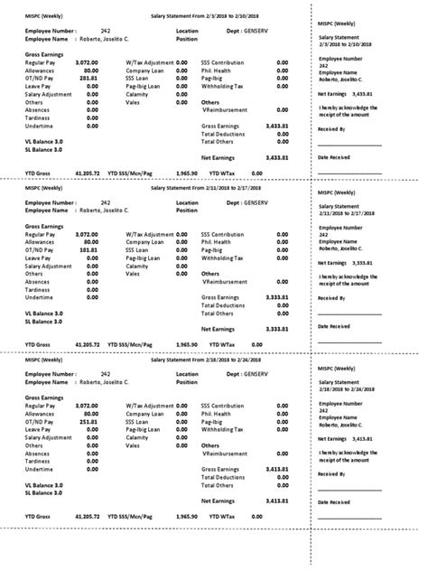 Payslip Sample Philippines | PDF | Public Finance | Government