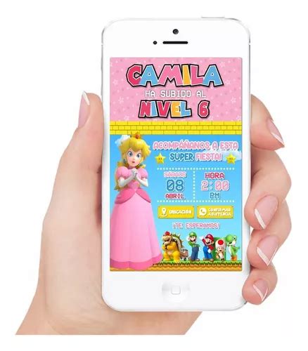 Invitación Digital Interactiva Con Botones Princesa Peach 01 en venta