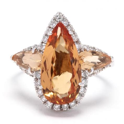 18KT White Gold, Orange Topaz, and Diamond Ring (Lot 4139 - Fine Estate JewelryDec 19, 2019, 9:00am)