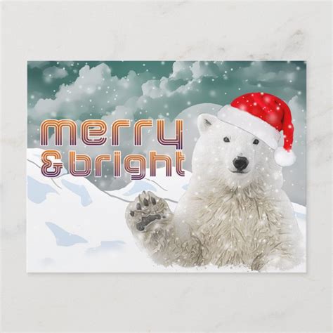 Santa Polar Bear Christmas Postcard