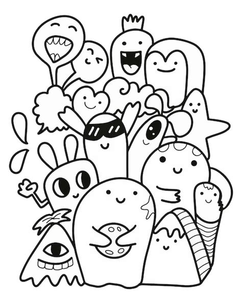 Doodle Art Cartoon Dessinés à La Main Illustrations Vectorielles Drôles