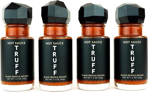 TRUFF Hot Sauce 4 Pack Mini Set Portable Travel Bottles Of Gourmet Hot