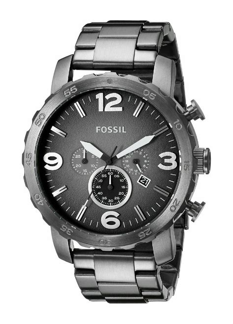 Fossil Nate Chronograph Grey Stainless Steel Mens Watch Jr1437 Watches For Men Fossil Nate