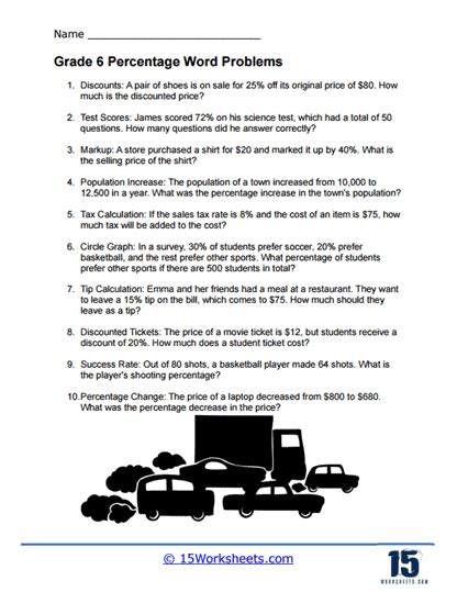 Percentage Word Problems Worksheets 15