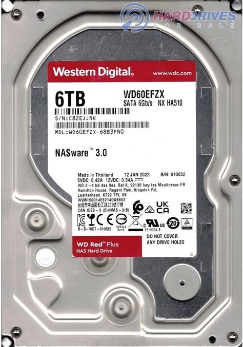 WD60EFZX-68B3FN0 JAN 2022 Thailand Western Digital 6TB