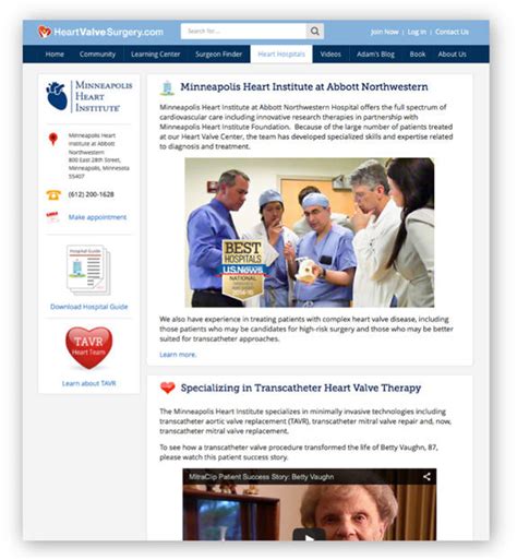 Minneapolis Heart Institute Launches Heart Valve Microsite