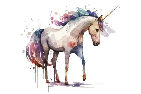 Watercolor Unicorn Vector Illustration Graphic By Breakingdots