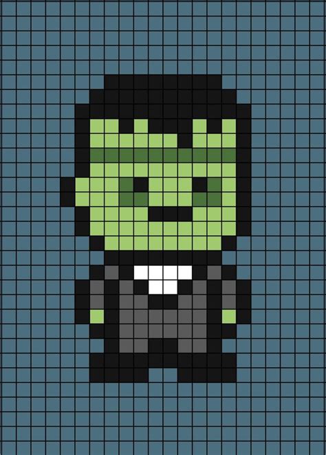 A Pixel Art Template Of Frankenstein Easy Perler Bead Patterns Perler