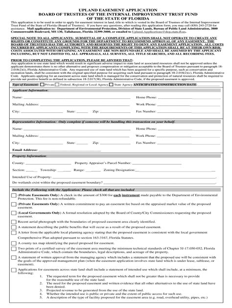 Fillable Online Dep State Fl UPLAND EASEMENT APPLICATION Fax Email