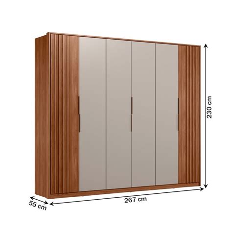 Guarda Roupa Casal Atrice Portas Gavetas Nogueira Touch Nude Prime Tx Demóbile