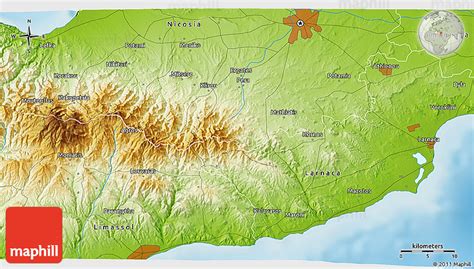 Physical 3d Map Of Nicosia