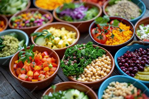 Premium Photo | Assorted Food Bowls on Table