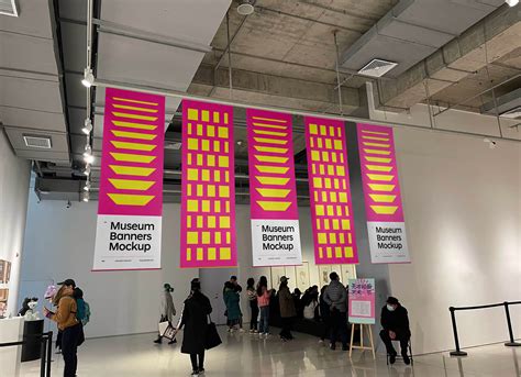 Free Exhibition Museum Hanging Banners Mockup Psd Good Mockups