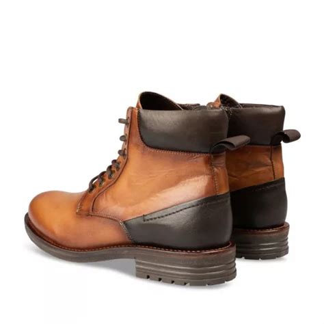 Bottines Rangers COGNAC Homme CUIR Lacets DENIM SIDE CUIR