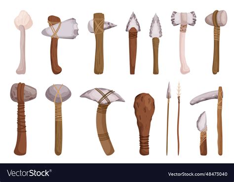 Stone age tools for hunting cooking and crafting Vector Image