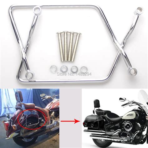 Chrome Saddle Bag Support Bar Bracket Mount Kit For Yamaha V Star