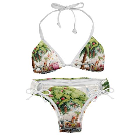 Coconut Jujube Tree Eid Cannon Detachable Sponge Adjustable Strap Bikini Set Two Pack Swimsuit
