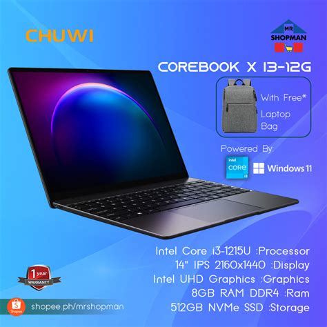 CHUWI CoreBook X I3 12G Intel Core I3 1215U 14 IPS 2160x 1440 8GB