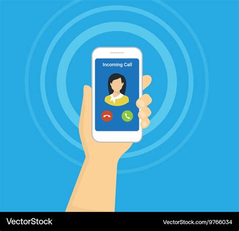 Incoming call on smartphone screen flat Royalty Free Vector