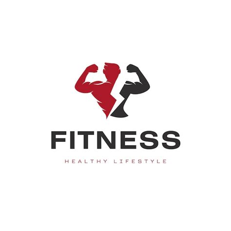 Premium Vector | Free vector red black minimalist fitness logo