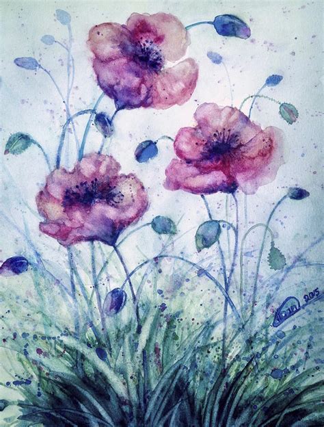 Poppy Flower Painting by Alban Dizdari - Fine Art America