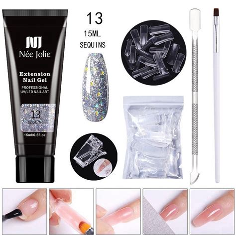 Poly Extension Gel Nail Kit Clear Builder Jelly Gel Nude Poly Nail Enhancement Trial All In One