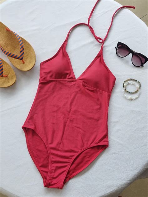Sassa One Piece Red Bikini Swimsuit Women S Fashion Swimwear Bikinis Swimsuits On Carousell