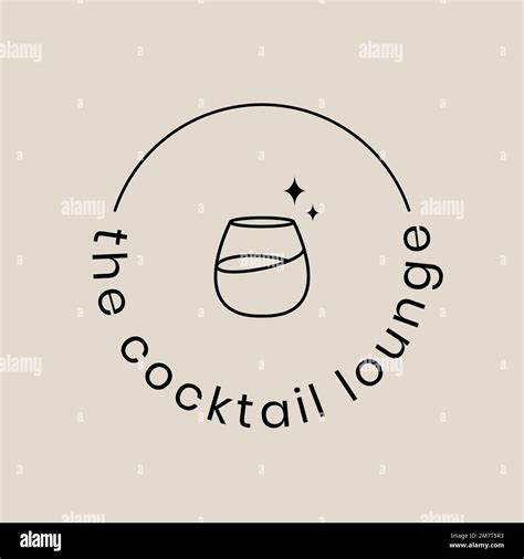 Cocktail Lounge Logo Template Vector With Minimal Cocktail Glass Illustration Stock Vector Image