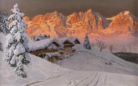 HD wallpaper: Alois Arnegger, Austrian painter, oil on canvas, Winter ...
