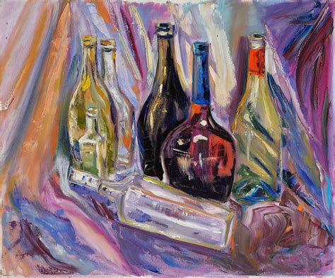 Still Life Oil Painting Glass Bottle Paint Wall Art Decor Good