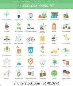 Vector Ecology Color Flat Icon Set Stock Vector Royalty Free