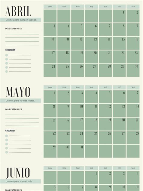 Calendario De Tres Meses Para Imprimir Para Hombre Y Mujer Formal Tonalidades De Verde Pdf