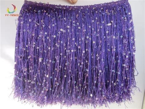 Yards Polyester Tassel Fringe Cm Long Sequins Lake Blue Tassel