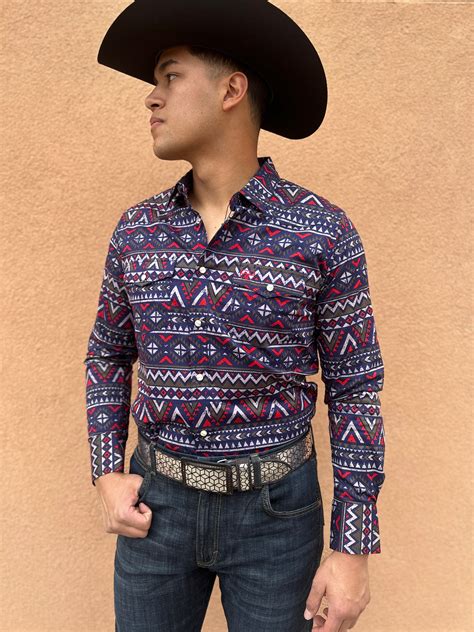 Men’s Navy Blue Aztec Digital Print Shirt Moreno S Wear