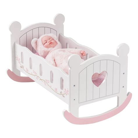 ROBUD Wooden Doll Cradle Rocking Baby Doll Crib, Reversible Doll Bed ...